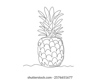 Abstract pineapple fruit, ananas,  continuous single one line art hand drawing sketch logo