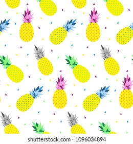 ABSTRACT PINEAPPLE HAND DRAW DOODLE. SUMMER STYLE FEELING SEAMLESS VECTOR PATTTERN.