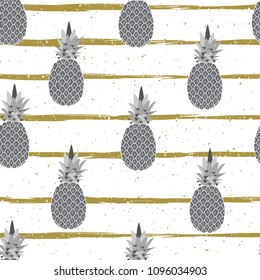 ABSTRACT PINEAPPLE HAND DRAW DOODLE. SUMMER STYLE FEELING SEAMLESS VECTOR PATTTERN.