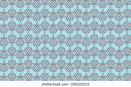 Abstract pineapple line art pattern. Blue colored fill background. Suitable for fabric, banner, wallpaper, card, cover, and backdrop.