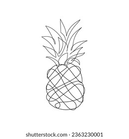 Abstract pineapple one line drawing. Continuous line vector illustration