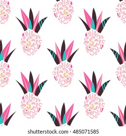 Abstract pineapple vector icon.Hand drawn vector illustration seamless pattern.Ready for t-shirt design