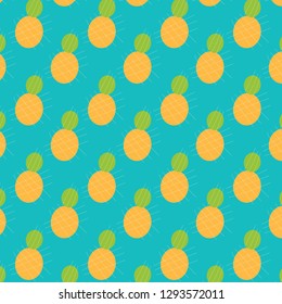 Abstract pineapple vector pattern on a turquoise blue background