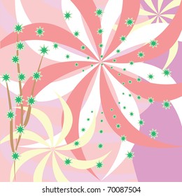 abstract ping background with flowers. Illustration