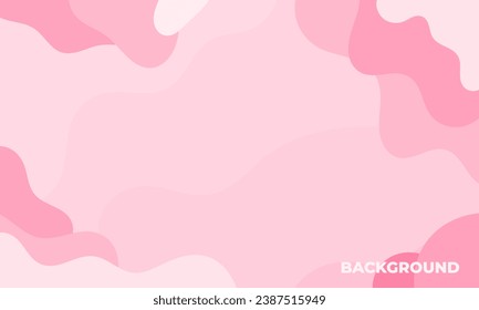 Abstract pink backgrond of doodle shapes, lines on pastel background with blank space in center for text. Minimalist wavy background.