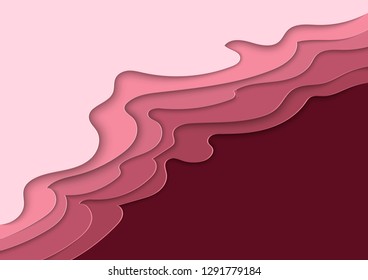 Abstract pink background. 3d cut paper shapes. Layered effect. Paper shapes with shadow. Design for business presentations, flyers, posters and invitations. Art papercraft layer. Vector.