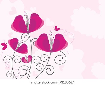 abstract pink background with beautiful flower illustration