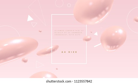 Abstract pink background with beautiful liquid fluid for cosmetics cream posters, placards and brochures. Eps10 vector illustration.