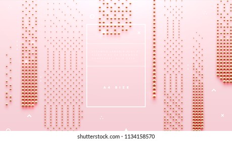 Abstract pink background with beautiful rose gold beads geometric pattern for cosmetics cream posters, placards and brochures. Eps10 vector illustration.