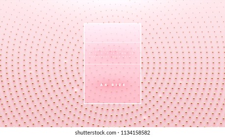 Abstract pink background with beautiful rose gold beads geometric pattern for cosmetics cream posters, placards and brochures. Eps10 vector illustration.