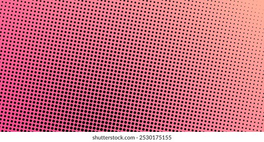 Abstrakter rosafarbener Hintergrund mit schwarzen Tupfen. Polka-Punktmuster einzeln auf weißem Hintergrund, einfache Kunst
