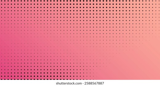 Abstract pink background with black polka dots. Polka dot pattern isolated on white design