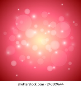 abstract pink background with bokeh and lens flare pattern (vector)