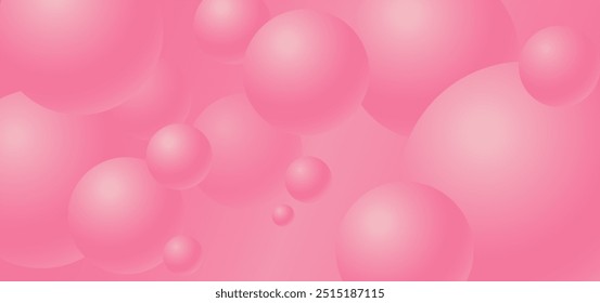 Abstractas fondo rosa con burbujas. Globos, chicle, gaseosa, pompas de jabón. Ilustración vectorial.