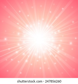 abstract pink background with burst and light ray pattern (vector)
