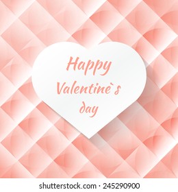 Abstract pink background from the cells and heart-shaped banner with the words Valentine's Day. vetor.