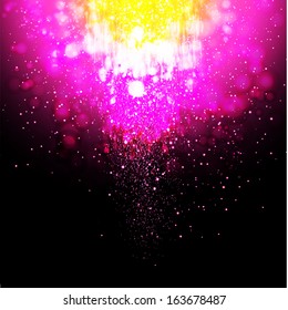 Abstract pink background with circles and stars. Vector illustration