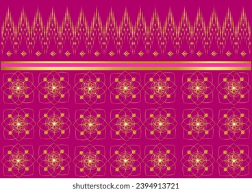 Abstract pink background composed of luxurious gold Thai pattern for printing on fabric or paper or wallpaper or packaging.