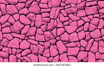 Abstract pink background with cracks in the form of a stone wall texture. 3d rendered stone surface background abstract pink stone texture. Pink stone pebble background and texture for design.