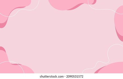 Abstract pink background, doodle shapes and lines with blank space in center for text. For web design, social media post, banner, business card, invitation, flyer or presentation.