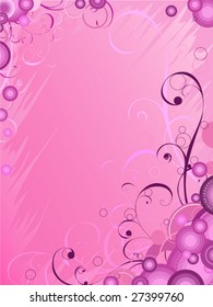 Abstract pink background with an elegant ornament and circles