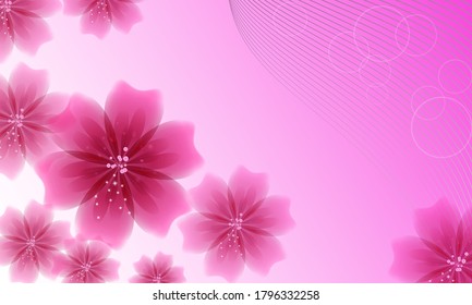 Abstract pink background with flowers