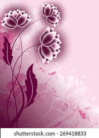 Abstract Pink Background with Flowers.