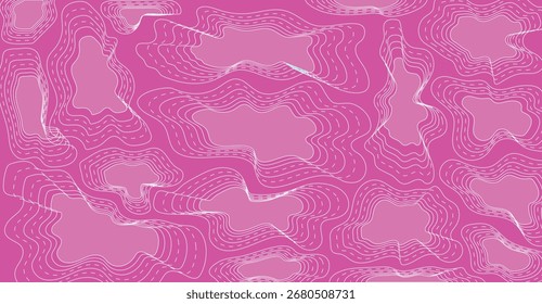 Abstractas fondo rosa con Formas fluidas delineadas en blanco, creando un efecto de capas.