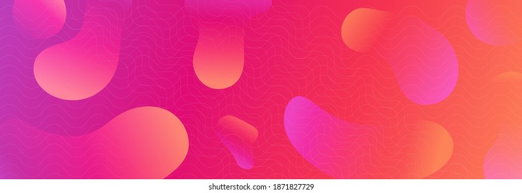 Abstrakter rosafarbener Hintergrund, futuristischer Farbverlauf. Minimales Muster. Neon Wave Broschüre. Abstraktes Poster. Farbiger geometrischer Hintergrund. Orangefarbenes Minimalkonzept. Rosa Flussbroschüre. 3d Fluid Banner.