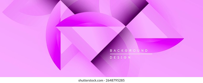Abstract pink background. Geometric shapes create dynamic flow, modern design elements present. Subtle gradients enhance visual appeal.