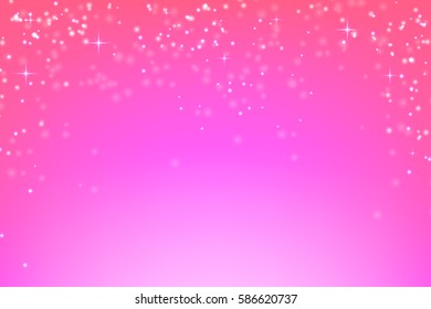 Abstract pink background with glowing particles. Vector of falling snow. Stock vector illustration