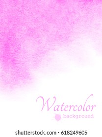 Abstract pink background, hand painted watercolor texture, greeting card or invitation design, vector illustration