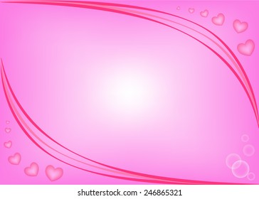 Abstract pink background with heart and ribbon line 