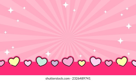 Resumen de fondo rosado con ilustración del vector del corazón. Fondo rosa abstracto. Decoración de banderas con la temática Lol sorprende el estilo de muñecas de chicas. Plantilla de tarjeta de invitación