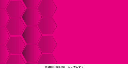 Abstract pink background with hexagonal black lines pattern design. Digital design with pink lava color. Vector illustration