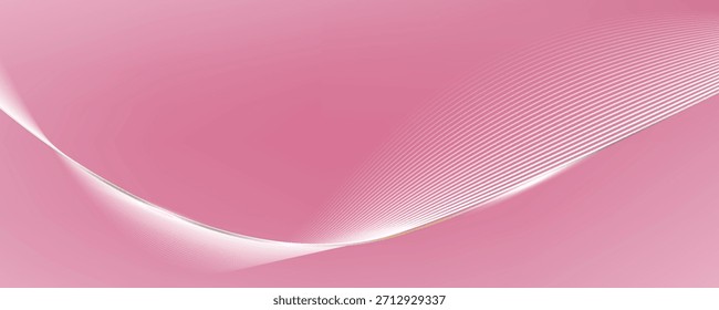 Un fondo rosa abstracto con líneas Horizontales y curvas que crean un patrón gráfico, con ligeros reflejos en los puntos focales para crear una atmósfera suave y suave.