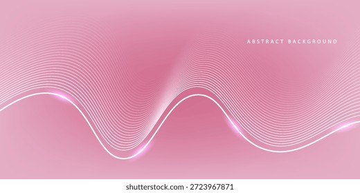 Un fondo rosa abstracto con líneas Horizontales y curvas que crean un patrón gráfico, con ligeros reflejos en los puntos focales para crear una atmósfera suave y suave.