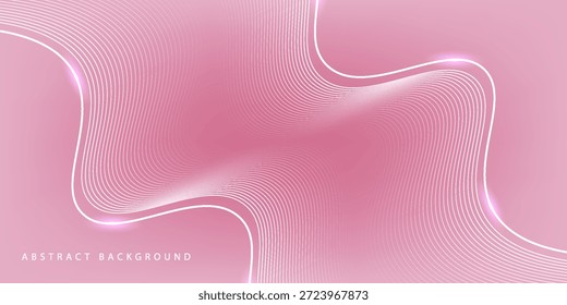 Un fondo rosa abstracto con líneas Horizontales y curvas que crean un patrón gráfico, con ligeros reflejos en los puntos focales para crear una atmósfera suave y suave.