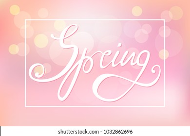 Abstract pink background with inscription-spring.