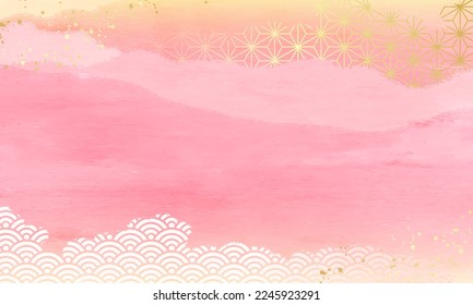 Abstract pink background with Japanese pattern.