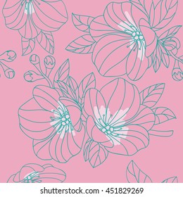 abstract pink background with linear flowers Sakura