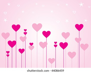 abstract pink background with love tree, star