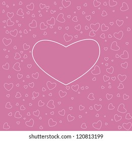 Abstract pink background of many white hearts