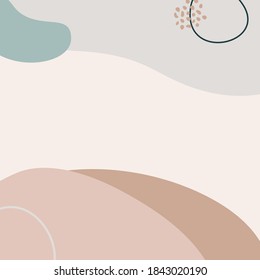 Abstract pink background outline of geometric shapes in a minimal trendy style. Vector templates for social media post, posters, cards, Covers, prints.