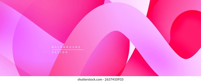 Abstract pink background. Overlapping curves create dynamic, modern visual effect. Soft gradients, smooth transitions present elegant design.