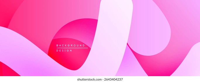 Abstract pink background. Overlapping shapes create dynamic visual effect. Smooth gradients offer modern aesthetic.