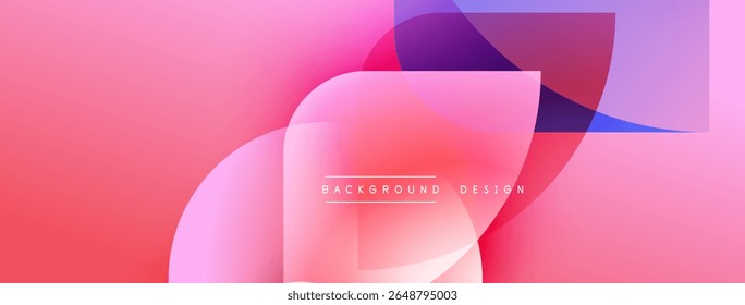 Abstract pink background. Overlapping shapes create modern design. Gradient colors, smooth transitions, visual harmony present.