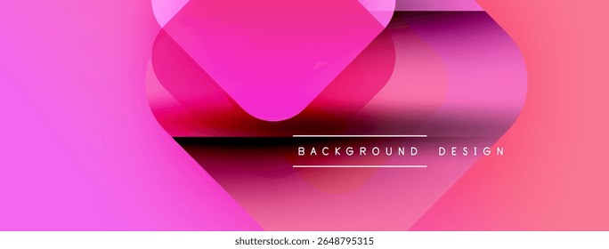 Abstract pink background. Overlapping shapes create dynamic visual effect. Modern design elements present smooth gradients.