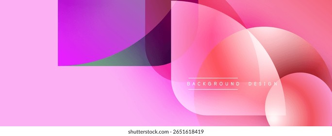 Fundo rosa abstrato. As formas sobrepostas criam um efeito visual dinâmico. Cores de gradiente, elementos de design modernos presentes.