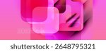 Abstract pink background. Overlapping squares create dynamic visual effect. Gradient transitions add depth, modern aesthetic.
